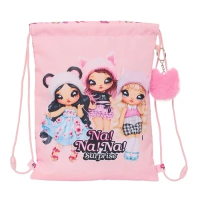 Imagen de NANANA FABULOUS Mochila Saco Plano Junior, Mochila, Ideal para Niños de Diferentes Edades, Cómoda y Versátil, Calidad Resistencia, 26x34 cm, Color Rosa