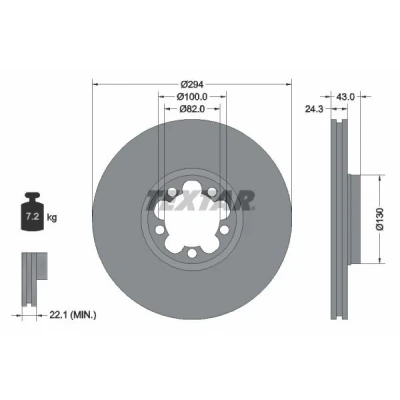 Imagen de TEXTAR PRO 92103803 Disco de freno 294 24,3 05/05 100 ventilación interna revestido sin perno sujeción rueda, buje rueda
