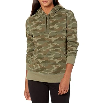 Imagen de Amazon Essentials Sudadera de Felpa Francesa con Capucha (Disponible en Tallas Grandes) Mujer, Verde Camuflaje, XL