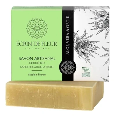 Imagen de Écrin de Fleur Jabón Artesanal Orgánico Aloe Vera y Ortiga, Saponificado en Frío, 1x90g
