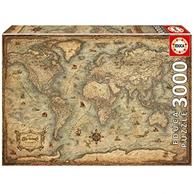 Imagen de Educa Puzzle de 3000 Piezas para Adultos Mapamundi. Medida montado: 120 x 85 cm. Incluye Servicio Pieza perdida hasta agotar existencias. Recomendado a Partir 14 años (19567)