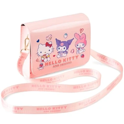Imagen de Hello Kitty Bolso Bandolera Niña con Correa Ajustable y Cierre Magnético Regalo Niñas Adolescentes (Negro/Rojo)