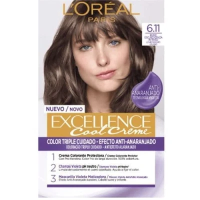 Imagen de L&#039;Oreal Paris Excellence Cool Creme Tinte Permanente, Aromático, Tono 8.11 Rubio Claro Ceniza, 260 g (Paquete de 1)