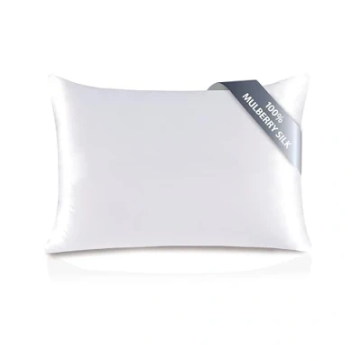 Imagen de townssilk Funda de Almohada 100% Seda Morera, cuida el Cabello y la Piel, Ambos Lados 19 Momme, 1 Unidad,Blanco， 50 x 70 cm