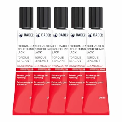 Imagen de BÄDER LACKE Lote de 5 botes barniz para tornillos (20 ml, asegurar, firmar, sellar, así como la detección manipulaciones), color rojo
