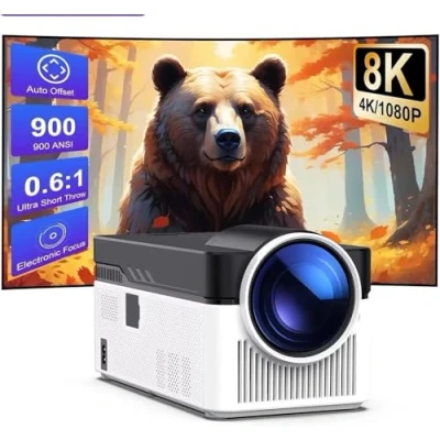 Imagen de Proyector 4K, Unicview HY 450, Lente Ultra Corta UST, Videoproyector Cine en casa con Android 11, 900 ANSI Lúmenes, Auto Keystone, Enfoque motorizado, Keystone 4D, Zoom Digital, WIFI6, Bluetooth 5.4,