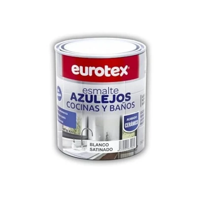 Imagen de EUROTEX Pintura para Azulejos al Agua con muy buena adherencia SIN imprimación Disponible En una gran variedad de colores Brillante o Satinado Formato 750 ml (Gris Cemento Satinado)