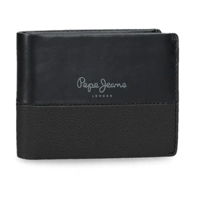 Imagen de Pepe Jeans Dual Cartera Horizontal con Monedero Negro 11x8x1 cms Piel by Joumma Bags
