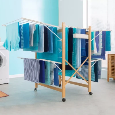 Imagen de ProBache Deluxe Tendedero de imitación madera, extensible y plegable