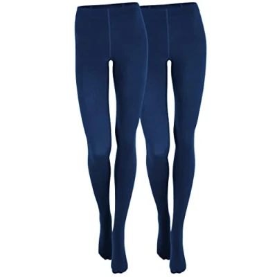 Imagen de Yenita Medias térmicas para mujer con forro polar (paquete de 2 o 4 unidades), color negro, marrón, rojo, azul, Pack Azul Oscuro, L XL