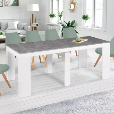 Imagen de IDMarket Mesa consola extensible Orlando para 10 personas, 235 cm, madera blanca y efecto hormigón