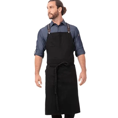 Imagen de Chef Works Acs01jbk0 Delantal de Trabajo, Negro Azabache con Tirantes Negro/Gris, Talla única Unisex Adulto