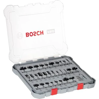 Imagen de Bosch Professional Set Mixto de Brocas Fresadoras 30 Piezas (para madera, vástago Ø 1/4 Inch, Accesorios Fresadoras)