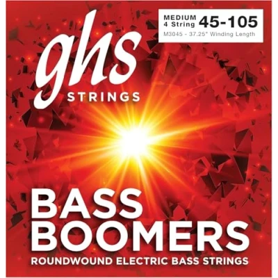 Imagen de GHS Bass Boomers M3045 Juego de cuerdas para bajo, 4 cuerdas, medianas, longitud bobina 18 50