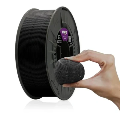 Imagen de WINKLE Filamento Flexible TPE Negro Azabache Impresora 3D 1,75mm 200g Flexibilidad y Tenacidad Bobina