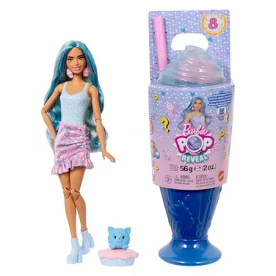 Imagen de Barbie Pop Reveal Colección Dulces Muñeca de Moda y Accesorios, temática Cool Cupcake, Mascota 8 sorpresas, Incluye Cambio Color, JFY61