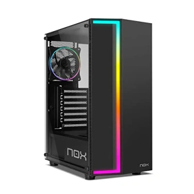 Imagen de NOX XTREME PRODUCTS INFINITY GAMMA Semitorre ATX/M ATX/ITX ARGB Rainbow dinámica, panel lateral de cristal templado, Ventilador 120 mm pre instalado, hasta 6 ventiladores, USB 3.0, negro