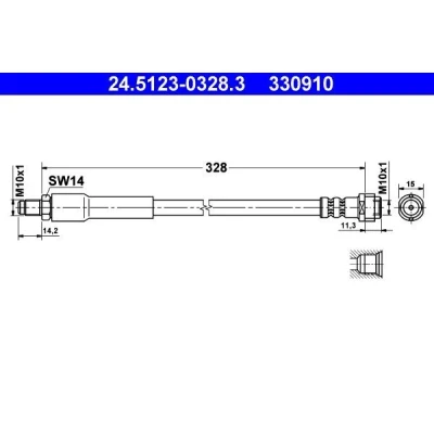 Imagen de ATE 24.5123 0328.3 Latiguillos de Freno 328 M10x1 MERCEDES BENZ: Vito Mixto, Viano
