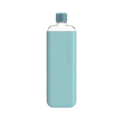 Imagen de memobottle Paquete SLIM (Sea Mist) Botella de 450 ml Botella, funda y tapa silicona agua elegante, delgada plana para bolsas portátiles Tritan sin BPA Moderna, minimalista