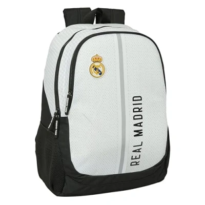 Imagen de Safta REAL MADRID 1ª EQUIPACIÓN 24/25 Mochila Escolar Infantil, Ideal para Niños de Diferentes Edades, Cómoda y Versátil, Calidad Resistencia, 32x16x44 cm, Color Blanco/gris