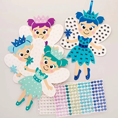 Imagen de Baker Ross FE865 juego de 3 kits arte hadas invierno para hacer tu propia imagen, actividades creativas niños, gemas autoadhesivas, hada