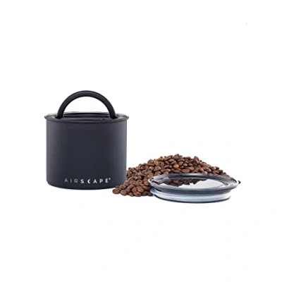 Imagen de Airscape Bote de almacenamiento café en grano y comida, Acero inoxidable, Con tapa hermética patentada que conserva la frescura los alimentos, Capacidad: 250 gr, COLOR: NEGRO MATE (645771002527)