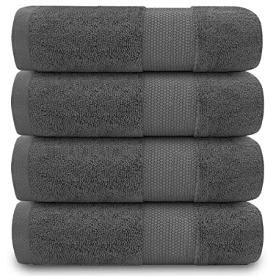 Imagen de GC GAVENO CAVAILIA Juego de 4 Toallas Mano para baño, 700 g/m², algodón Egipcio, Calidad Hotel, Lavables a máquina, Color carbón, 50 x 85 cm