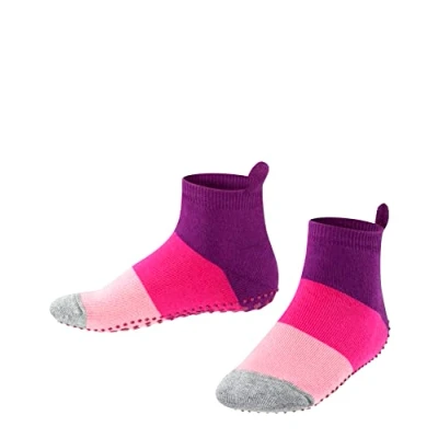 Imagen de FALKE Colour Block K HP algodón puños en la suela 1 par, Calcetines para casa Unisex niños, Rosa (Crocus 6962), 23 26