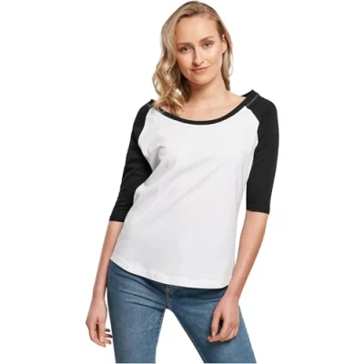 Imagen de Build Your Brand BY022 Ladies 3/4 Contrast Raglan tee T Shirt, Wht/blk, XS Women&#039;s