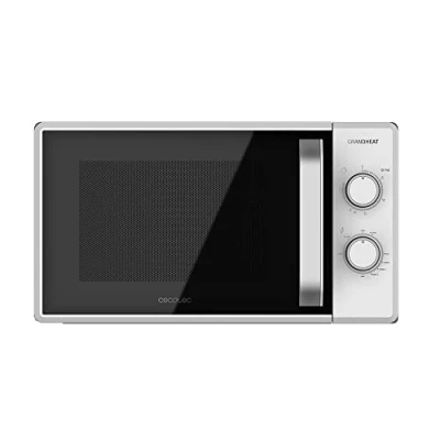 Imagen de Cecotec Microondas de 23 litros Grandheat 4110. 800 W en 6 niveles, Tecnología 3D Wave, Revestimiento Anti Dirt iTech, Temporizador, Modo Descongelación, Blanco con Puerta Full Crystal