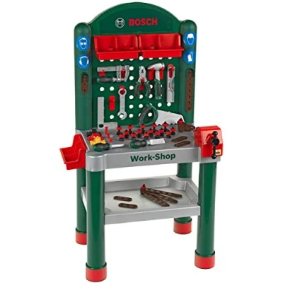 Imagen de Theo Klein 8320 Bosch Workshop I 79 parts , Work Surface with Learning Function Toy for Children Aged 3 Years and up