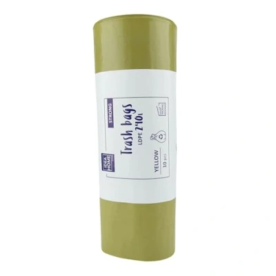 Imagen de IDEA HOME 10 Unidades Bolsas de Basura LDPE para Reciclar Extra Resistentes Separación Residuos, Fuerte, 240L, Amarillo