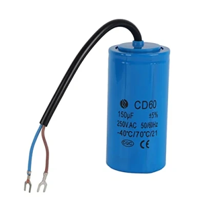 Imagen de Condensador CD60 150uF de Arranque 250VAC 50 / 60Hz Funcionamiento con Conductor Cable para compresor aire del motor