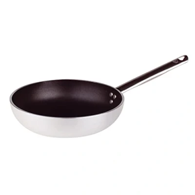 Imagen de Pentole Agnelli ALSA2111BS40 Sartenes de platino avellanado, sartén alto, aluminio, 5 mm espesor, con mango tubular acero inoxidable, plateado, 40 cm