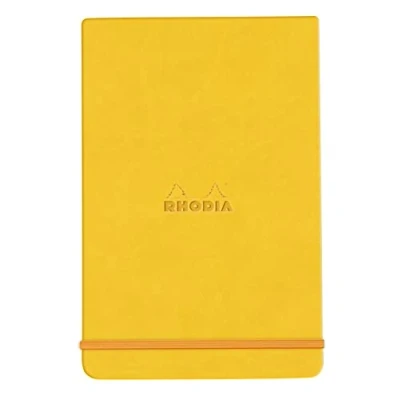 Imagen de RHODIA 194369C Cuaderno rígido Jonquille Webnotepad A6 Rayado 192 páginas desmontables Papel Clairefontaine Ivory 90 g/m Marcador, cierre elástico Cubierta de piel sintética Rhodiarama