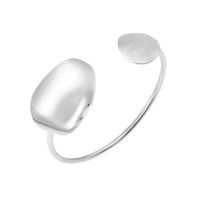 Imagen de BREIL, Colección B Whisper, Pulsera para Mujer, Rígida, en Acero Armónico, con Acabado Pulido y Satinado, Formas Sinuosas Cóncavas Convexas, Fácil de Llevar, Tamaño Pequeño, Plata