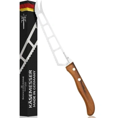 Imagen de Schwertkrone Solingen Cuchillo para queso con mango de madera olivo Acero inoxidable filo sierra 25,5 cm Cortador