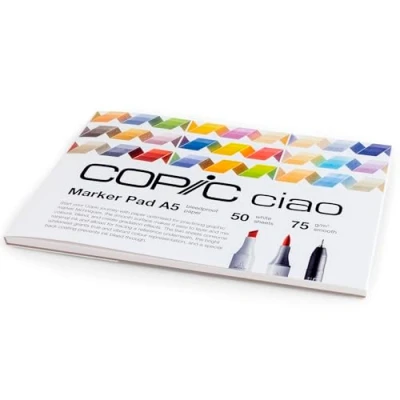 Imagen de Copic Ciao Marker Pad, 50 Hojas DIN A5, Papel de Dibujo 75 g/m² para rotuladores, Ultra Blanco, sin ácido, Cloro, Paper, Ultrawhite