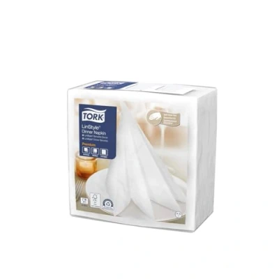 Imagen de Tork 478711 Linstyle Servilleta para cena blanca / 1 capa 12 paquetes x 50 unidades (600 servilletas) 39 cm cm/Premium