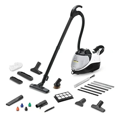 Imagen de Kärcher Limpiadora de Vapor con Aspiración SV 7, Presión: máx. 4 bar, Calentamiento: 5 min, y Regulables, Doble Depósito, Kit Limpieza Suelo, Boquillas, Pincel para Muebles