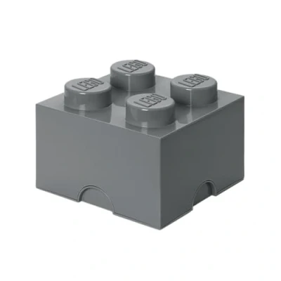Imagen de Room Copenhagen Ladrillo de Almacenamiento 4 espigas Lego, Caja almacenaje apilable, 5,7 l, Gris Oscuro, One Size