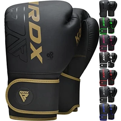 Imagen de RDX Niños Guantes de Boxeo para Entrenamiento y Muay Thai, Maya Hide Cuero Kara Junior Mitones Sparring, Kick Boxing, Boxing Gloves Saco Boxeo, Artes Marciales Training (Dorado, 8OZ)