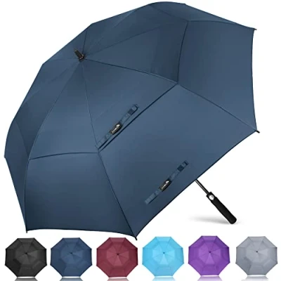Imagen de ZOMAKE Paraguas Golf Antiviento Automatico 68 Pulgadas,Extra Grande Paragua Resistente con Doble Toldo Venteado Impermeable A Prueba de Viento Palo para Hombre Mujer(Azul)