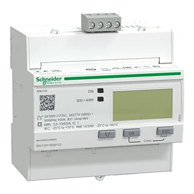 Imagen de Schneider Electric A9MEM3150 iEM3150 Contador de Energía Digital, 63A, Modbus, 69mm x 95mm 90mm, Blanco