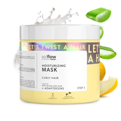 Imagen de Mascarilla Nutritiva So!Flow para Rizos con Aceite de Almendra y Manteca Karité Hidratación Profunda Regeneración Cabello Rizado, Mejora la Elasticidad Brillo Natural