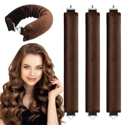 Imagen de JDCMEI 3 Piezas Rizador Pelo Sin Calor, Ondas Calor Rulos para Dormir Grandes Barras Flexibles con Ganchos Todos Los Tipos de Cabello
