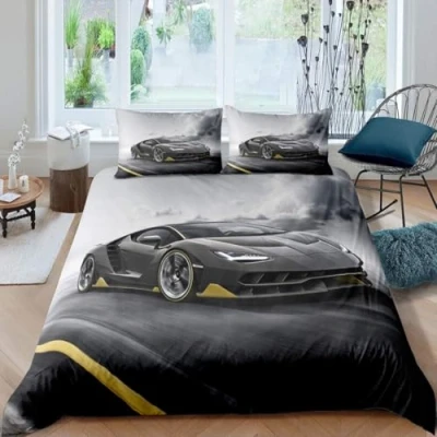Imagen de Funda Nordica Cama 90 Coche Deportivo Juego de Ropa Suave Microfibra Auto Fundas Nordicas 135 X 200 cm con Cremallera y 2 Almohada 50x75
