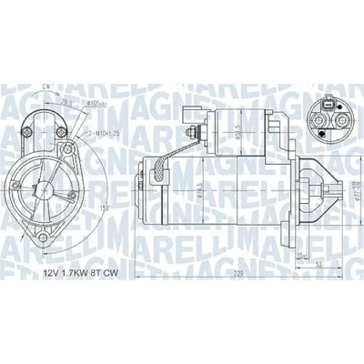 Imagen de MAGNETI MARELLI 063721365010 Motor de arranque 12 1,7 8 HYUNDAI: Matrix, Getz, i30 I Hatchback, KIA: cee‘d Familiar, Picanto