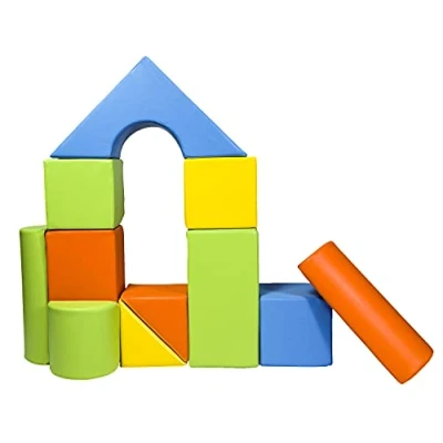 Imagen de Velinda Conjunto de 11 Bloques Espuma para el Juego, guarderías, Salas Juego (Color: Amarillo,Verde,Naranja,Azul Claro)