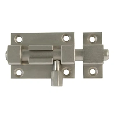 Imagen de Amig Pasador De Sobreponer para Puertas Mod.700 65 x 37 mm Pestillo Seguridad Cierre Horizontal o Vertical Latón con Acabado Cromado Mate Incluye Tirafondos